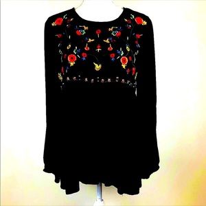 Bundle 3/$40 DeJaVu Flower Embroidered Long Sleeve Blouse.